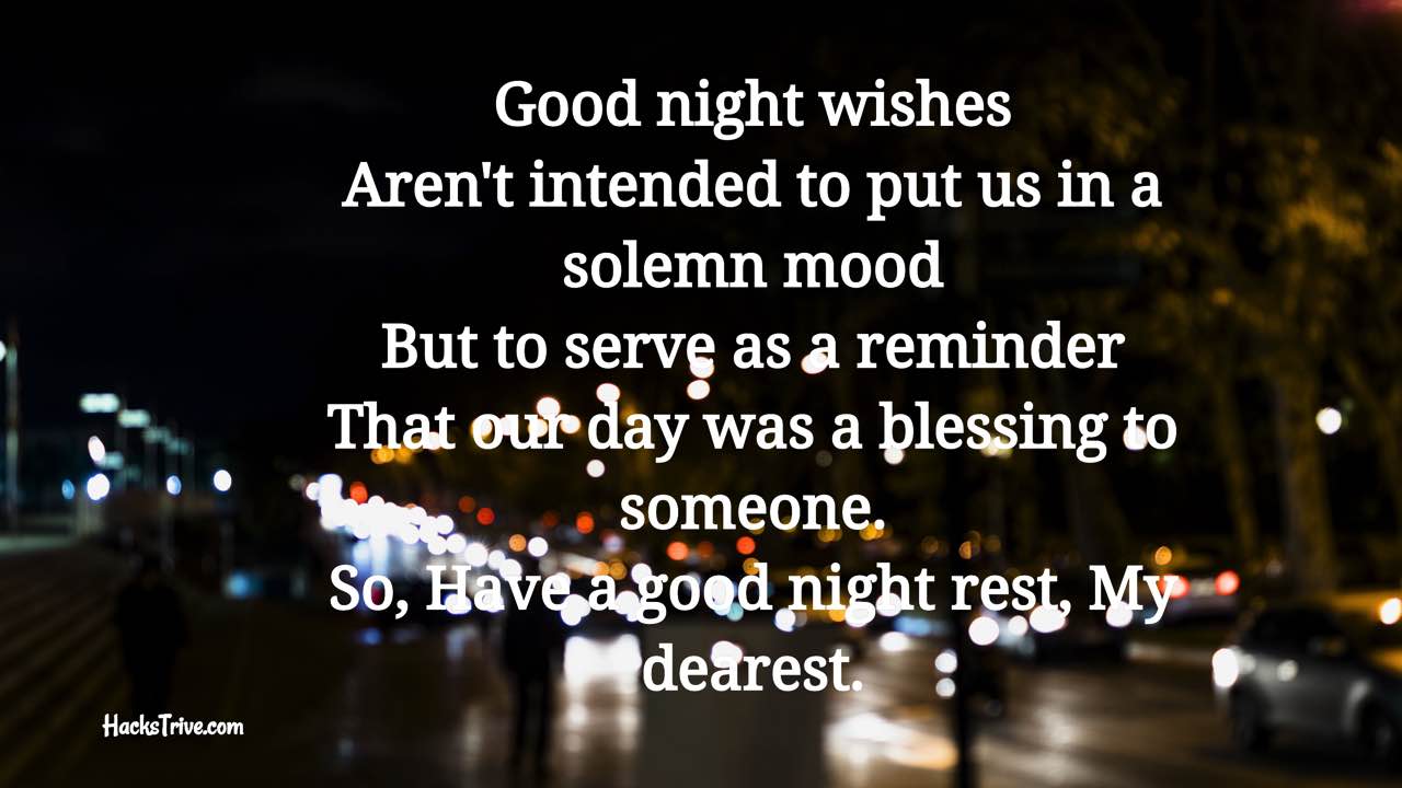 For bedtime lovers poems Good Night