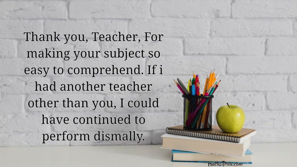 Thank You Messages For Teacher From Student